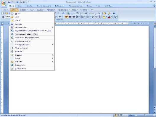 Menú clasico en Microsoft Office 2007